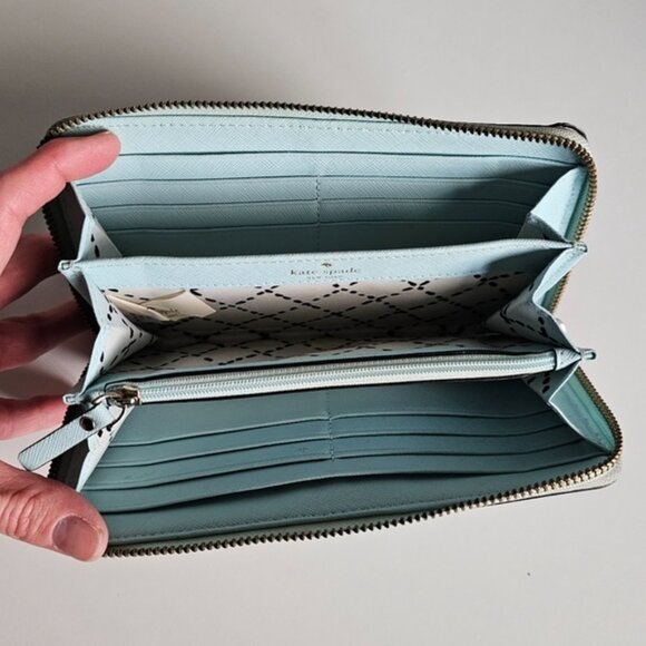 Kate Spade Neda Newberry Lane Zip Around Wallet Mint Green - Picture 10 of 14